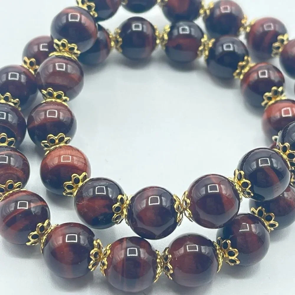 Beaded stretch bracelet ONE NEW red tiger eye large bead meditation yoga
